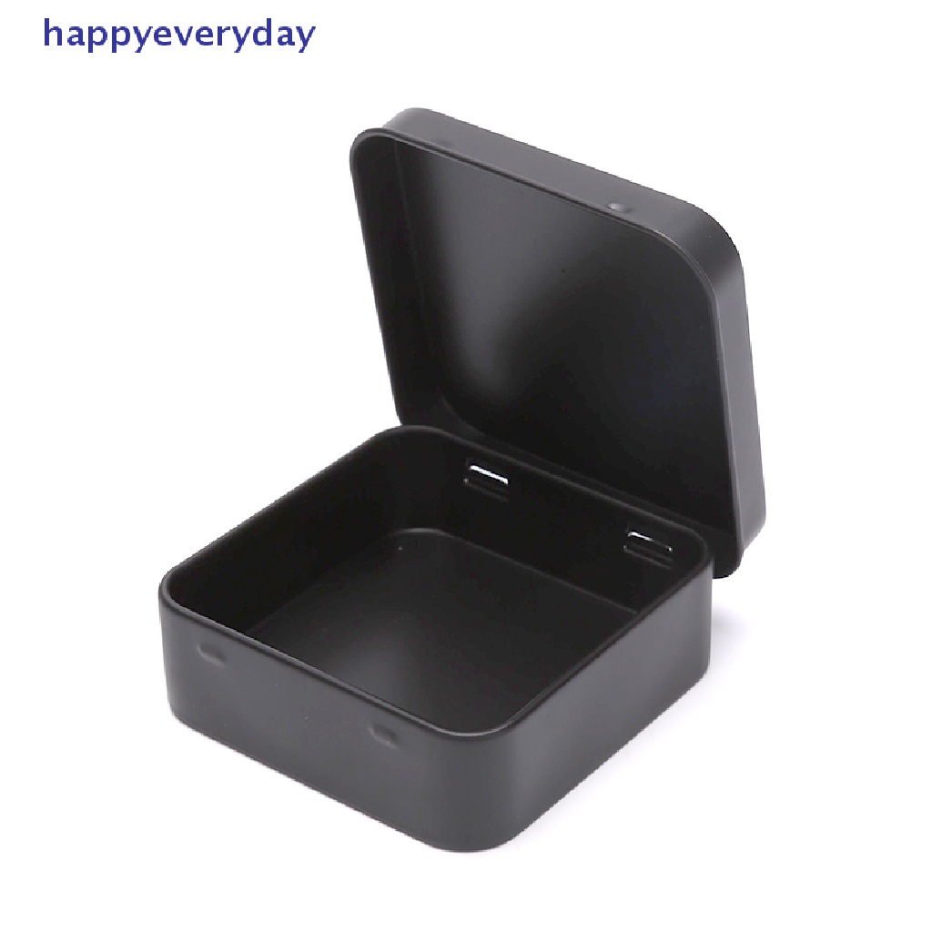 [happy] Wadah Kaleng Logam Mini Persegi Berengsel Flip Penyimpanan Tin Box Perhiasan Coin Case [ID]