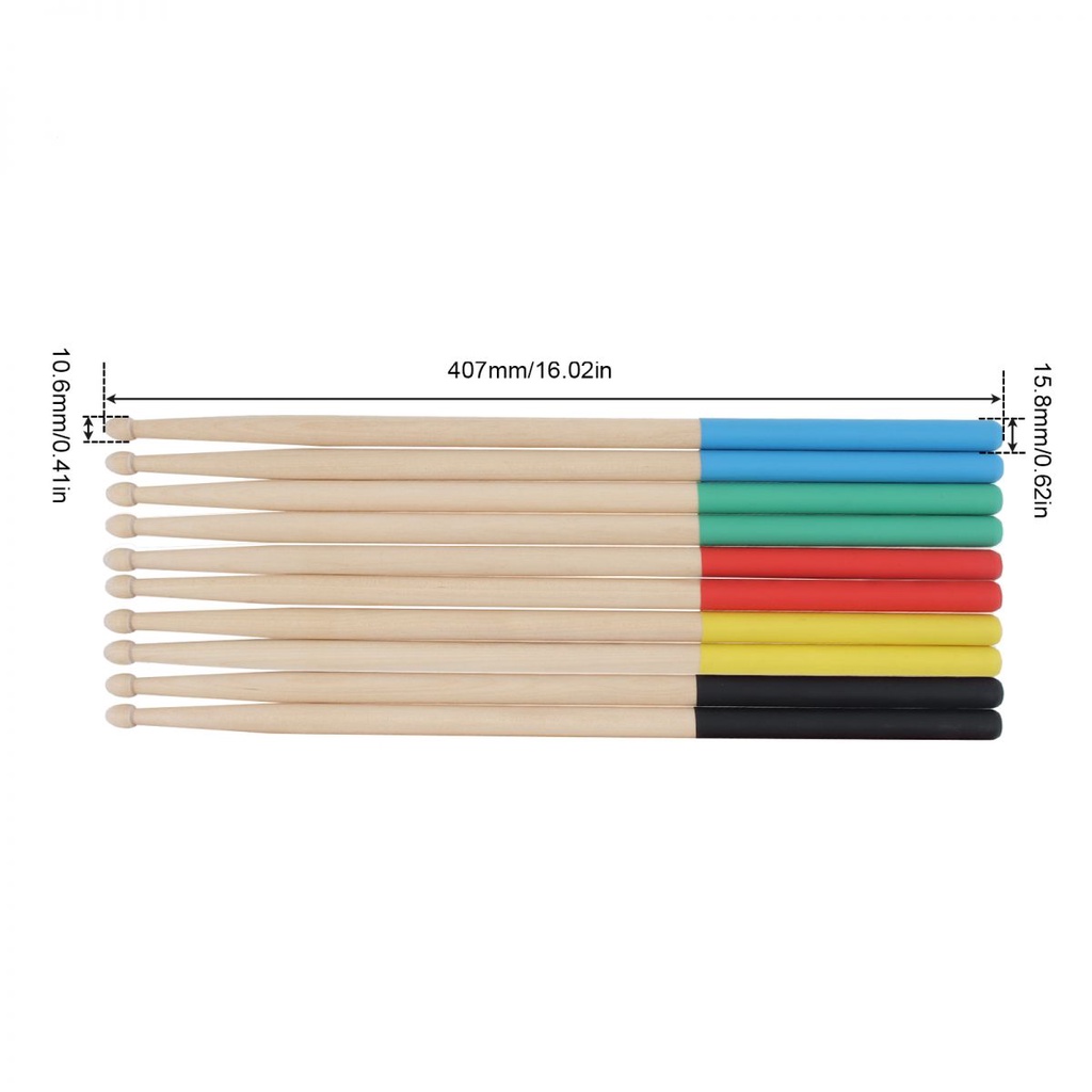 1pasang Non Slip 5A/7A Multiple Color Maple Drumsticks Stik Drum Kayu