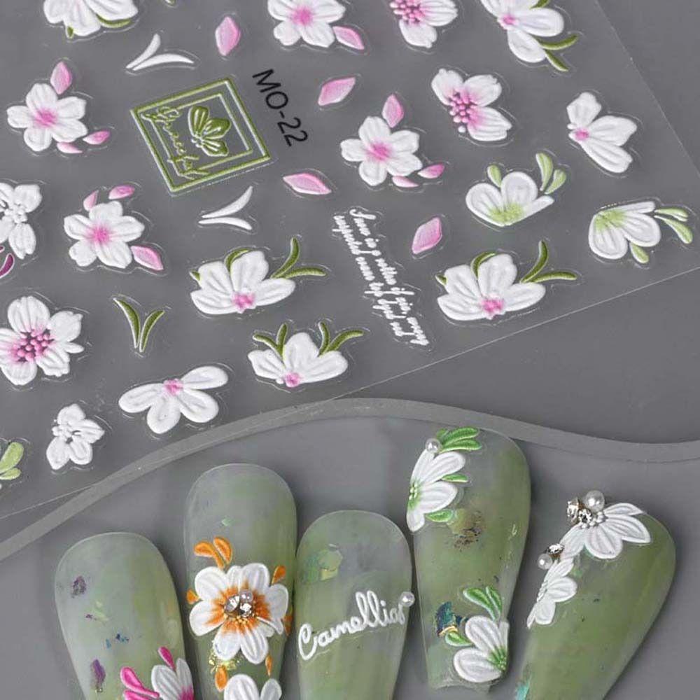 Mxbeauty Bunga Stiker Kuku Fashion Musim Semi Daun Gaya Jepang Cherry Blossom Self Adhesive Nail Dekorasi