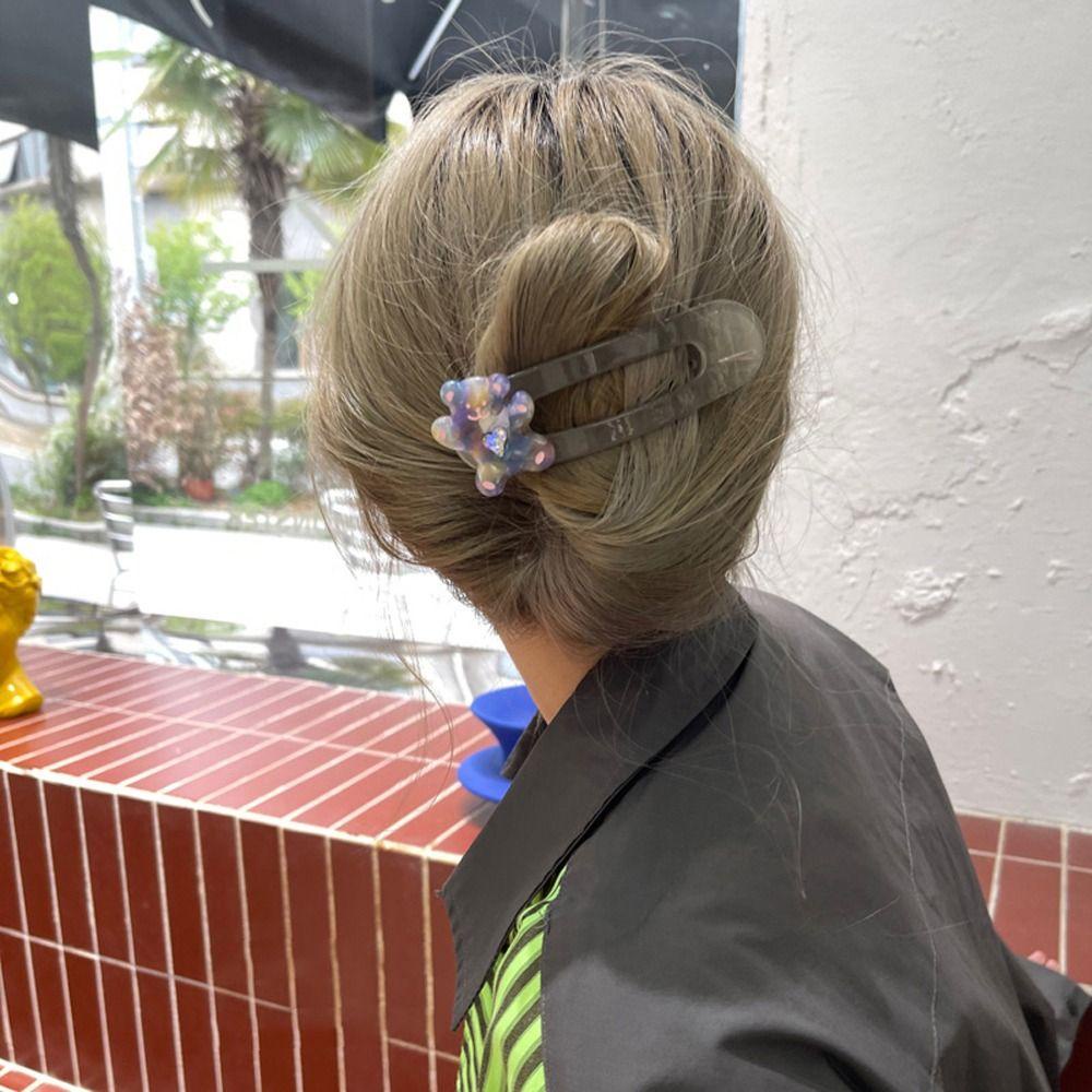 Agustina Beruang Klip Rambut Musim Semi Ponytail Klip Kreatif Manis Bergaya Hiasan Kepala Ins Klip Rambut Transparan Permen Warna Hati Zirkon Indah Klip Rambut Korea Duckbill Klip