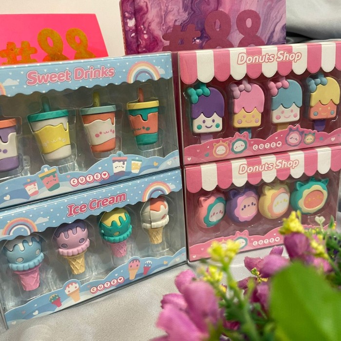 

donna- Penghapus Karakter SWEET DESSERT (1 set isi 4pcs) Lucu Imut Fancy terbaru