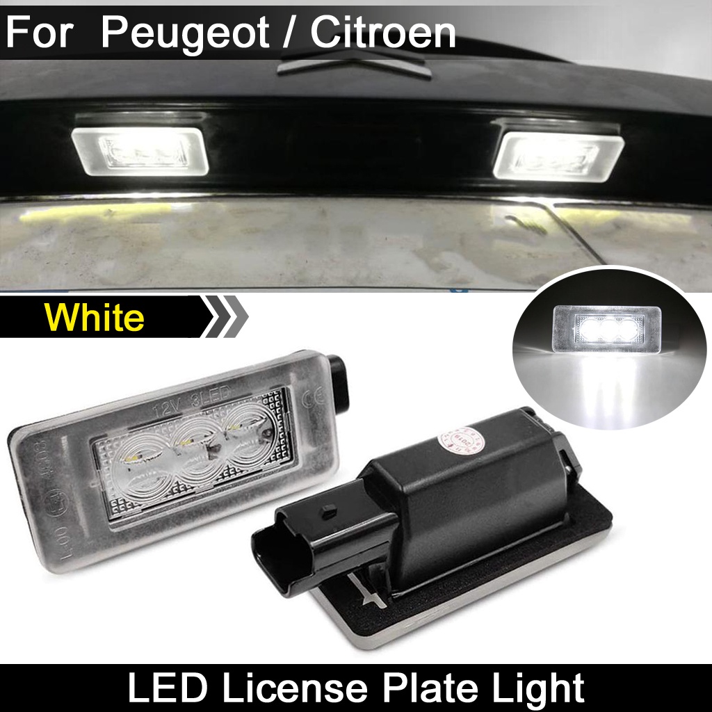 PEUGEOT 2pcs Lampu Plat Nomor Plat LED Putih Kecerahan Tinggi Untuk Peugeot207208 308 2008 Untuk Citroen C5