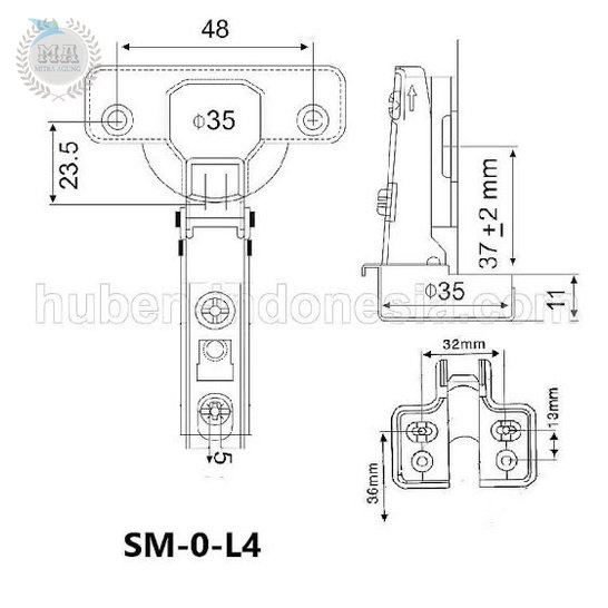 Engsel Sendok HUBEN Slow Motion Soft Close Hidrolik Semi Bengkok SM-L4 OLS Engsel Lemari Engsel Sendok HUBEN Slow Motion Soft Close Clip On Hidrolik Bengkok (SM-L4) COD