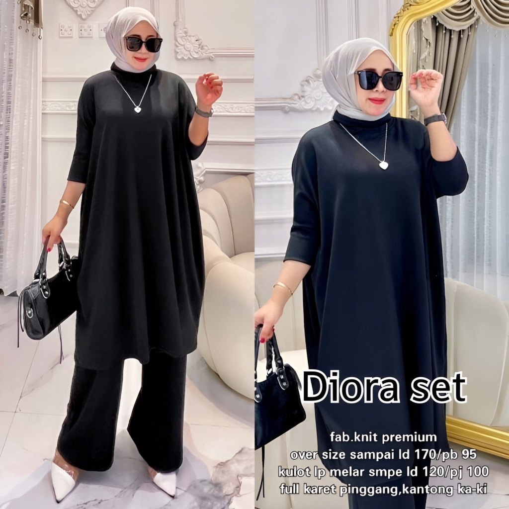 GAMIS STORE - Diova Set 2in1 Setelan OOTD Casual Daily Matt Knit Polos Basic Premium - Stelan Celana Wanita Muslim