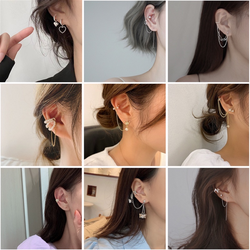 Anting Tusuk Gantung Bahan Sterling Silver 925 Hias Mutiara + Berlian Gaya Korea Untuk Wanita