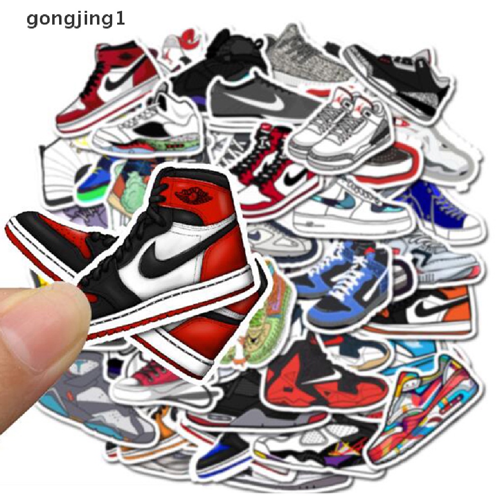 Ggg 50Pcs Jordan Sneaker Tide Sepatu Stiker Anti Air Untuk Laptop Skateboard Koper Decal ID