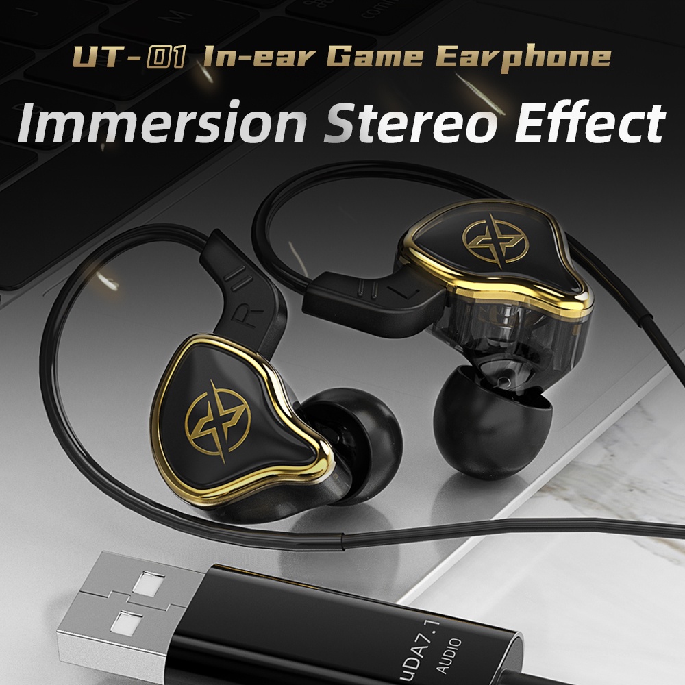 Ut-01 Earphone Game Komputer 7.1 Channel Antarmuka USB Headphone Subwoofer Headset Kabel Dengan Mikrofon