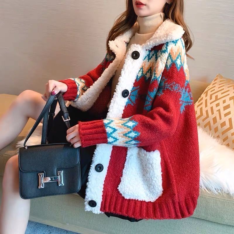 IMPORT GABRIELLA WOMAN WINTER KNIT WOOL JACKET CHRISTMAS EDITION JAKET NATAL MUSIM DINGIN