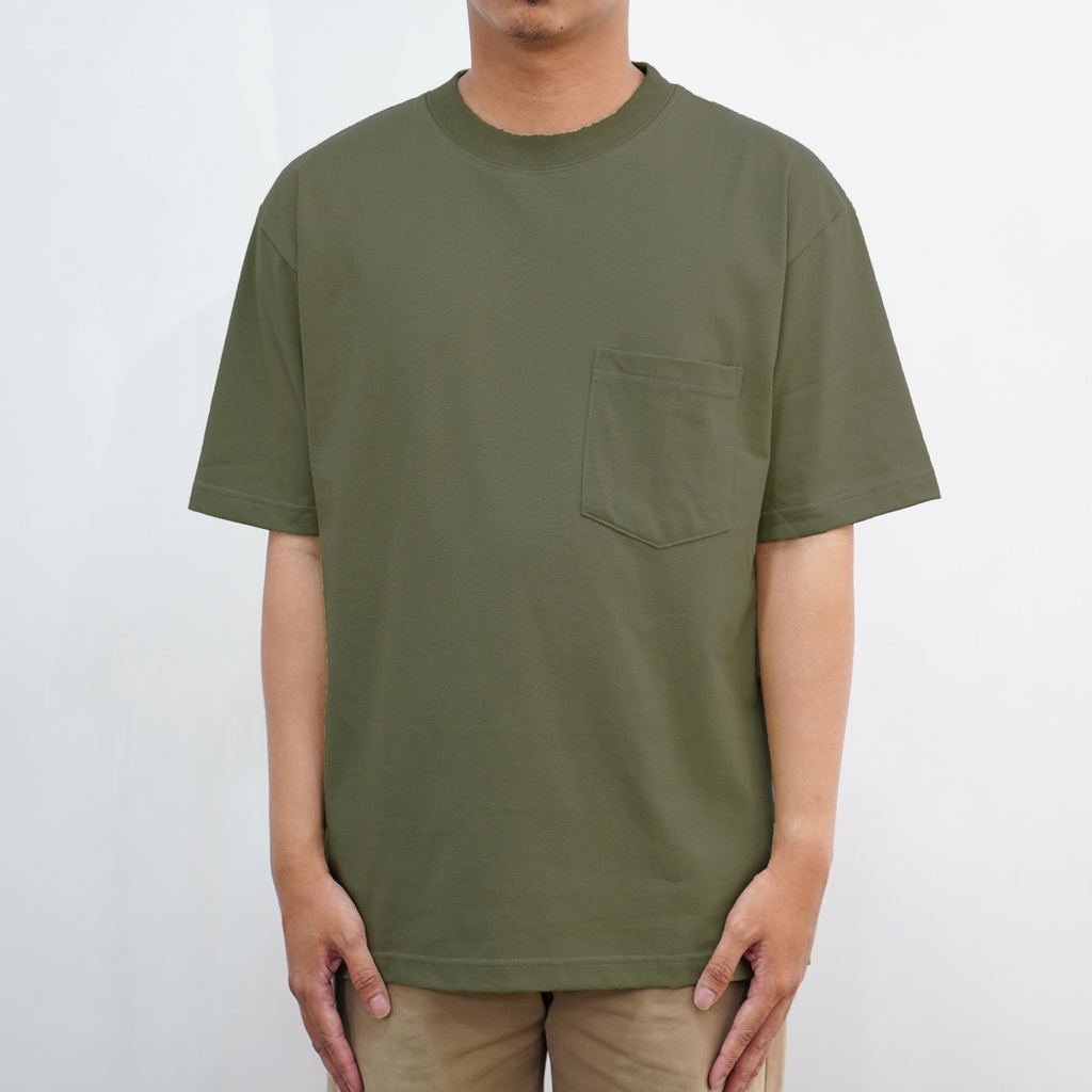 HEAVY WEIGHT OVERSIZE TSHIRT POCKET/ KAOS OVERSIZED COMBED 16S SAMWELLS- GREEN ARMY
