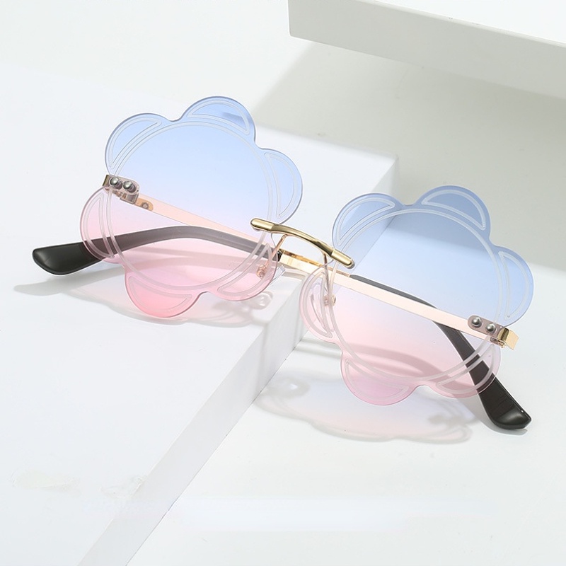 (YUZHU) Frameless Petal Sunglasses Women Western Fashion Bunga Kacamata Hip Hop Lucu Sunglasses