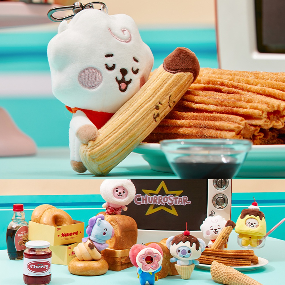 Kpop BTS BT21 Dessert Series CHIMMY COOKY RJ MANG KOYA TATA SHOOKY Boneka Mewah Liontin Gantungan Kunci Tas Mainan Mewah Aksesoris