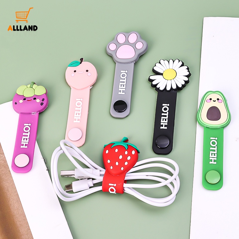 Cute Cartoon Fruit Shape Silicone Cable Winder/Manajer Kawat Tipe Snap Nyaman/Tali Pengikat Penyimpanan Kabel Listrik Serbaguna Rumah