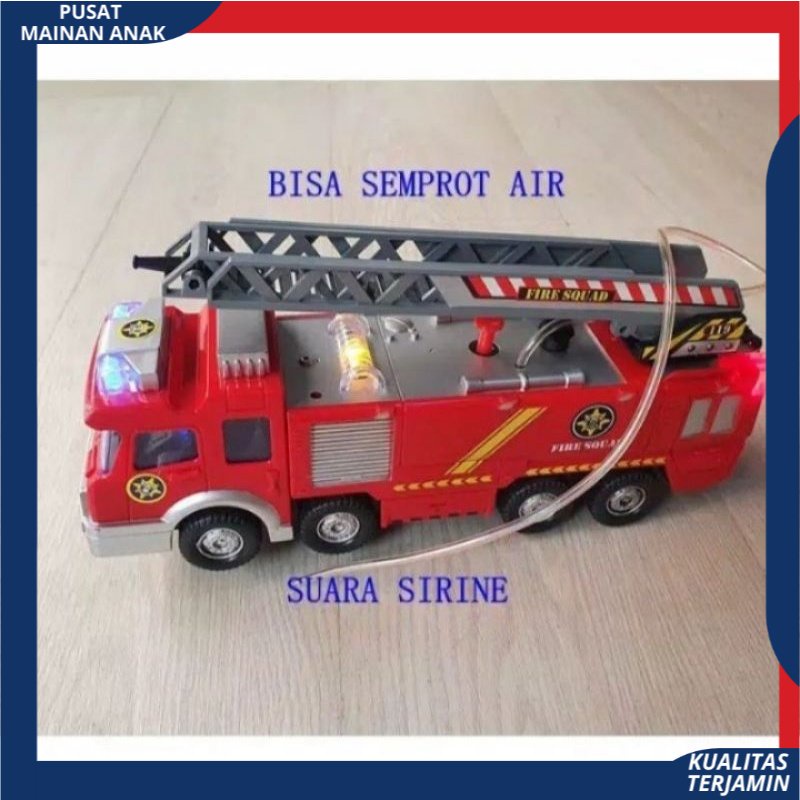 Mainan Anak Mobil Pemadam Kebakaran bisa semprot air Fire Squad Firemen Truck  SY732 Berlampu dan bersuara