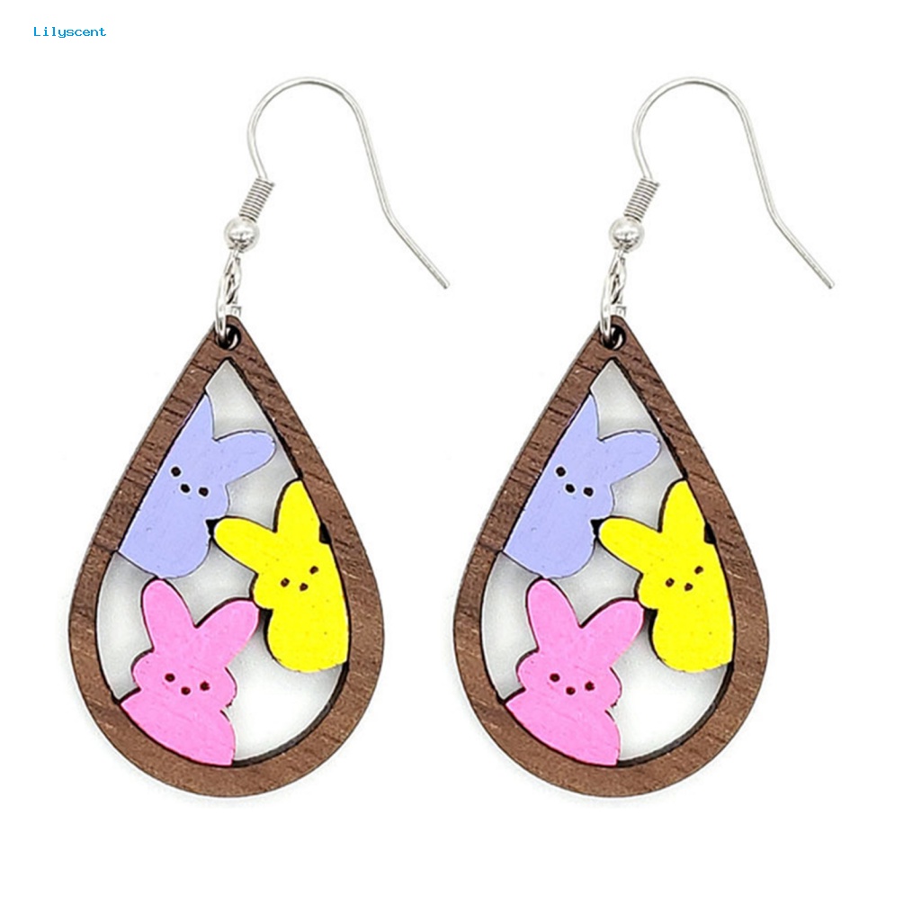 Lilyscent 1pasang Anting Wanita Anti Luntur Untuk Paskah Likeable Bunny Rabbit Hook Earrings Nyaman Dipakai