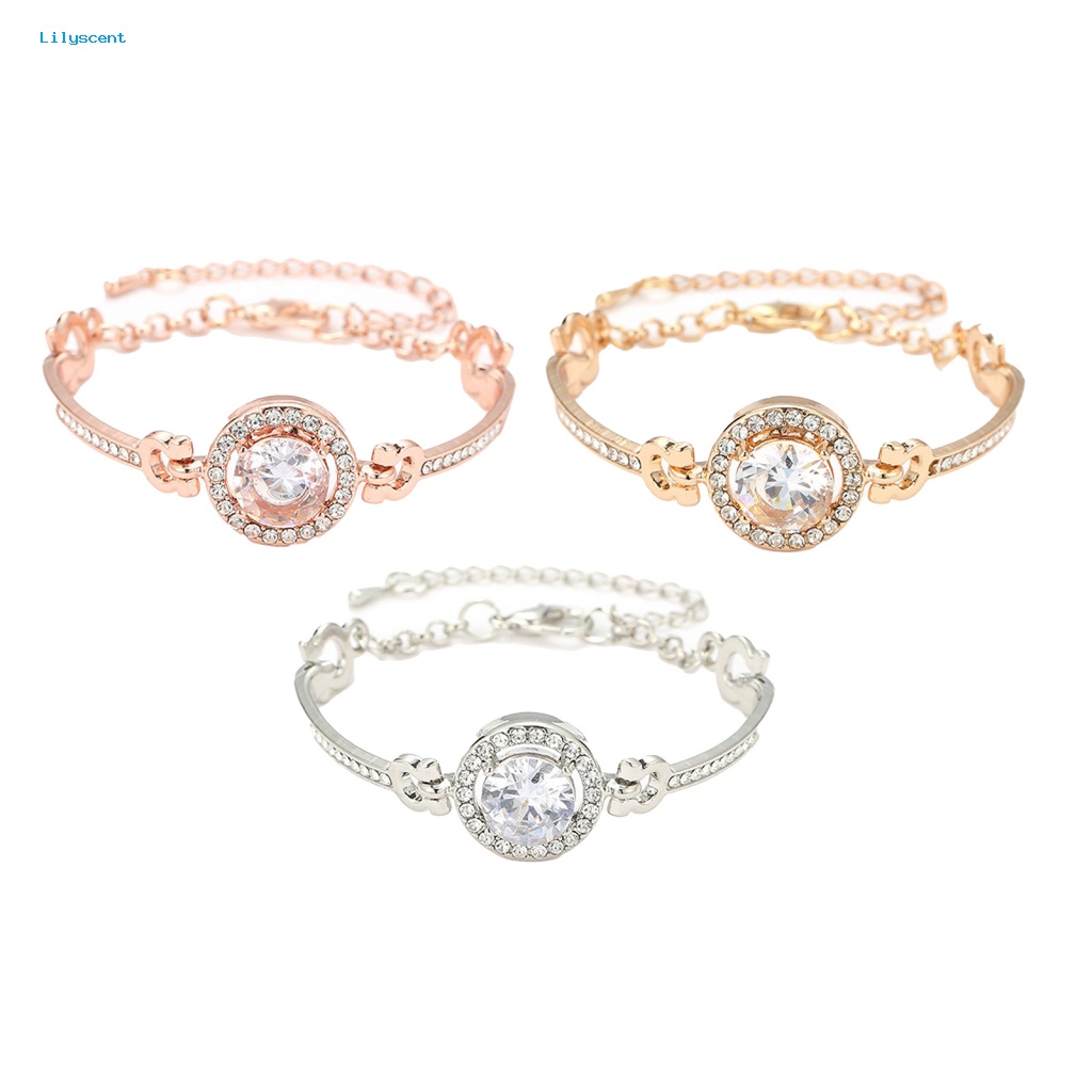 Lilyscent Gelang Perhiasan Ultra Ringan Untuk Wanita Fashionable Women Bracelet Dengan Berlian Imitasi Adjustable