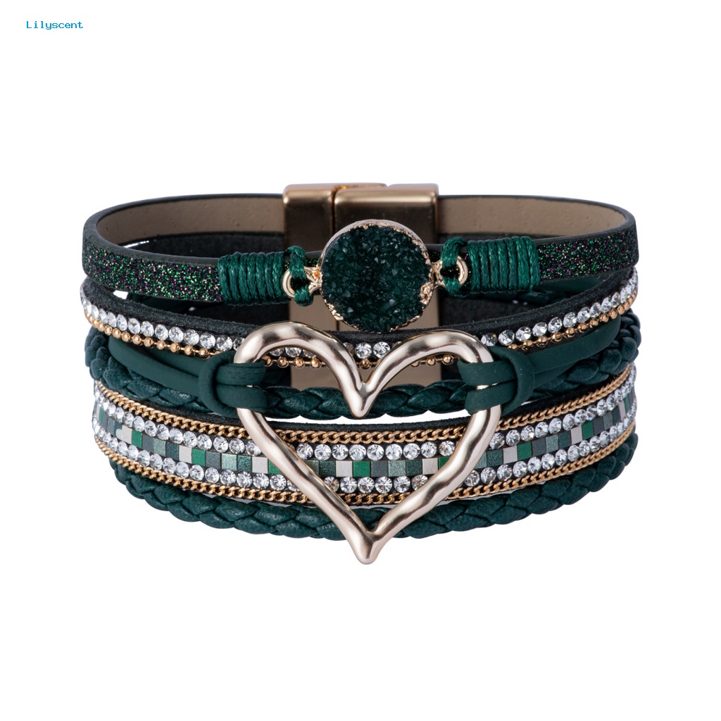 Lilyscent Bling Berlian Imitasi Wanita Gelang Fashion Perhiasan Wanita Elegan Cuff Bangle Bohemia