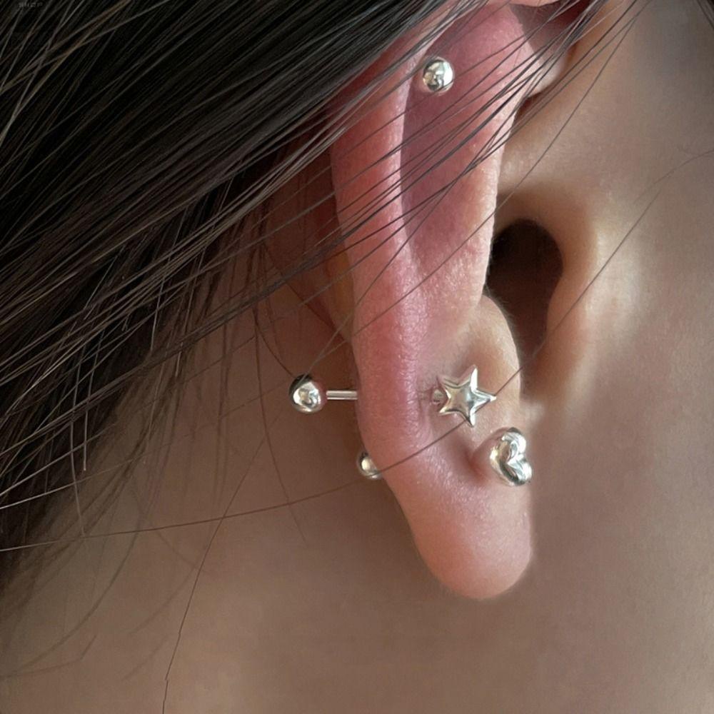 Agustinina Anting Pejantan Sederhana Kepribadian Pesta Cinta Hati Desain Fashion Tanda Kutipan Bintang Temperamen Geometris Telinga Tulang Kuku