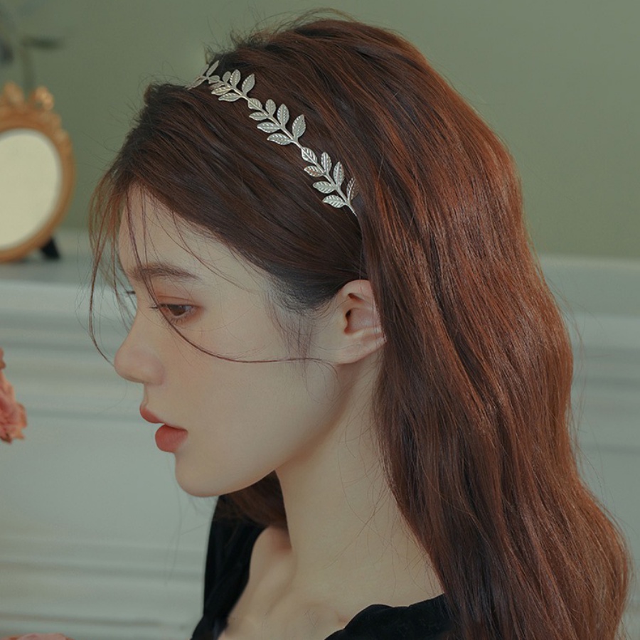 Korea Alloy Bunga Daun Bando Mutiara Berlian Imitasi Tipis Rambut Band Woman Aksesoris Rambut