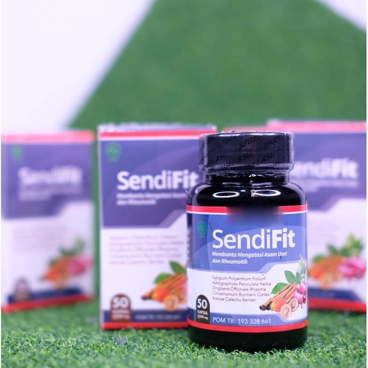 Acep Herbal - SendiFit Obat Nyeri Sendi Asam Urat Rematik Saraf Kejepit Sakit Pinggang Encok Kesemutan Tremor Sakit Tumit - 100% Herbal Alami Komposisi Lebih Lengkap - BPOM Halal - 50 Kapsul ORIGINAL