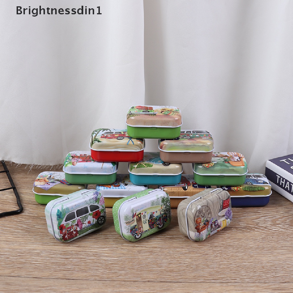 [Brightnessdin1] Tempat Penyimpanan Kaleng Mini Wadah Organizer Penutup Flip Perhiasan Permen Kotak Kecil Butik