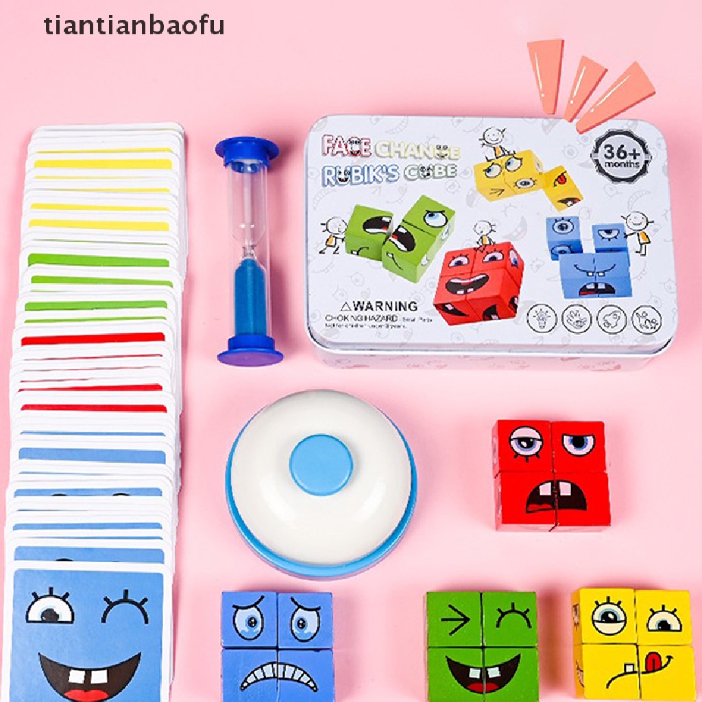 [tiantianbaofu] Facechanging Magic Cube Building BlockGame Matching Expression Puzzle Mainan Butik