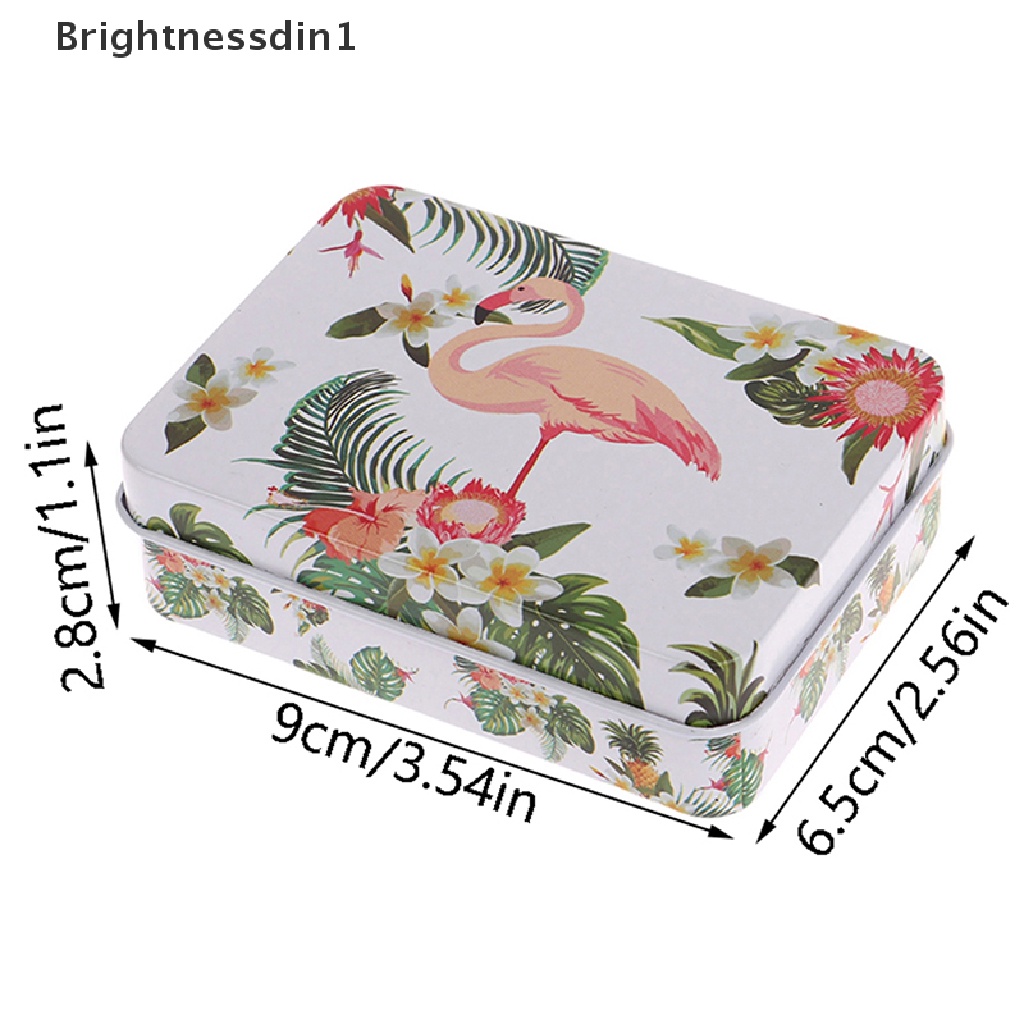 [Brightnessdin1] 1pc Kartun Unicorn Flamingo Tinplate Kotak Penyimpanan Toples Tertutup Perhiasan Candy Box Butik