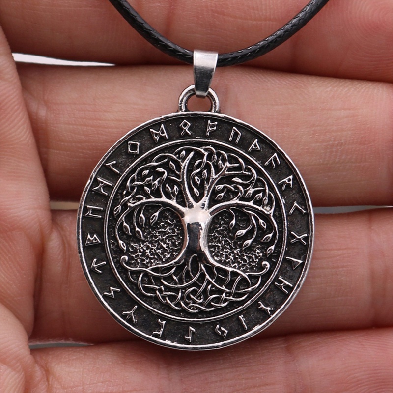 Viking Odin Norse Amulet Rune Trinity Knot Kalung Wicca Pohon Kehidupan Necklaces Jewelry