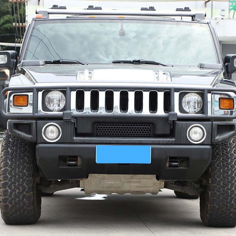 2pcs Lampu Kabut Depan Mobil Lis Lampu Rings Cover Dekorasi Aksesoris Silver Untuk Hummer H2 2003-2009