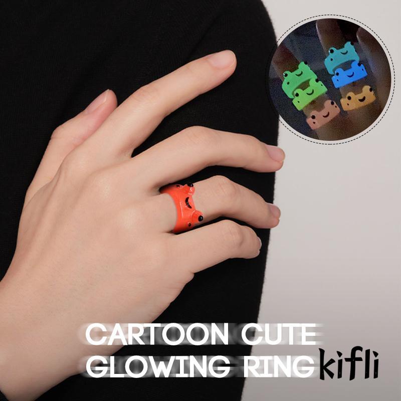 [KD] Cincin Resin Katak Menyala Cincin Jari Kepribadian Warna-Warni Kartun Hewan Lucu