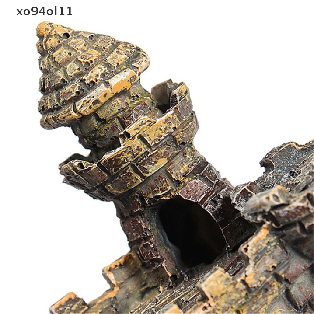 Xo Polyresin Tower Castle Aquarium Ornamen Aksesoris Dekorasi Ikan New OL