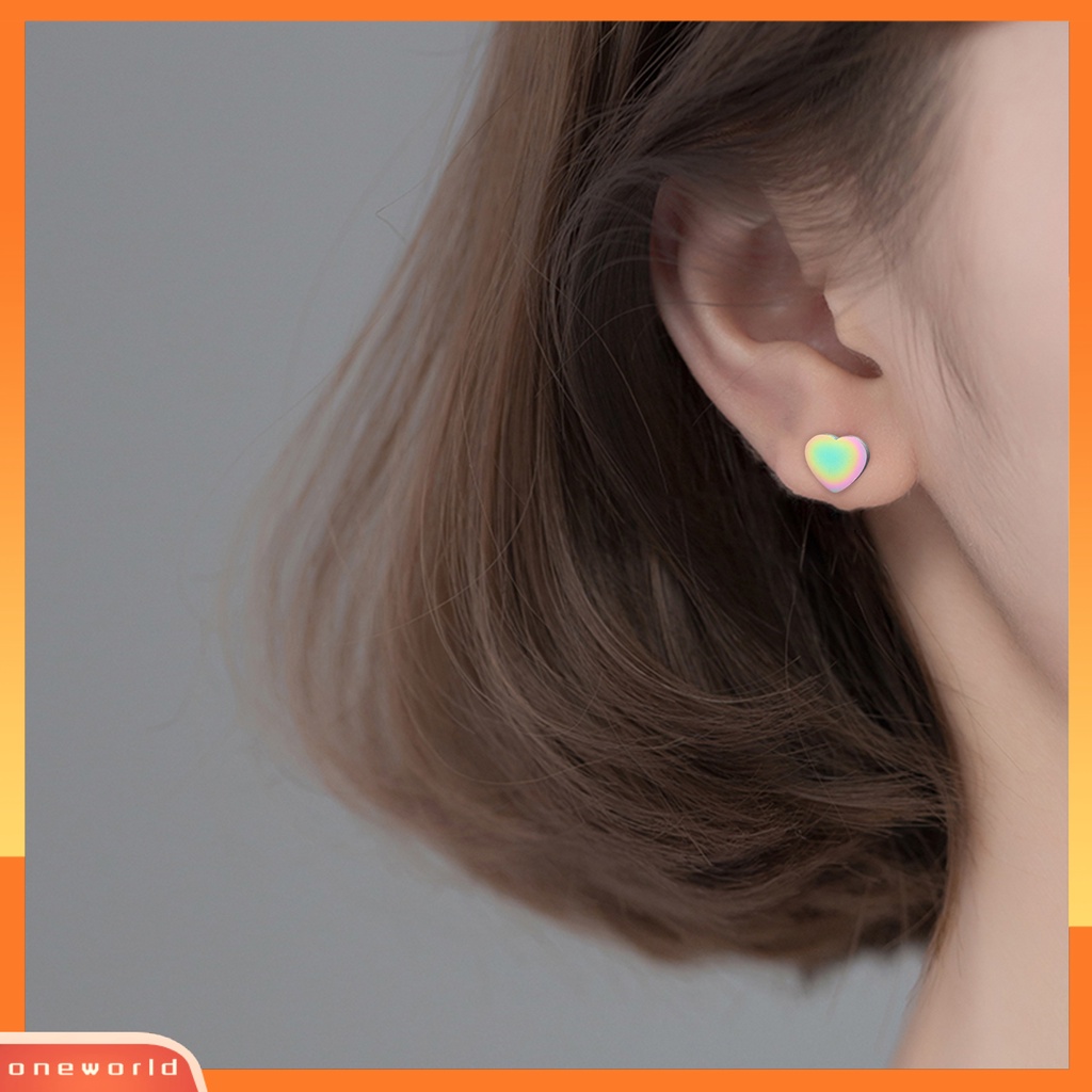 [ONE] 2 Pcs/Set Wanita Kalung Berongga Cinta U Mama Hadiah Hari Ibu Warna Pelangi Cinta Kecil Hati Telinga Studs Earrings Kit Fashion Perhiasan