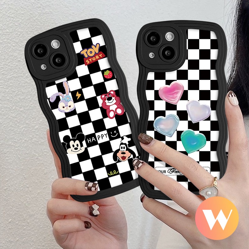 Kartun Toy Story Checkerboard Love Heart Casing Redmi 10A 10a1+9T 9 10C 12C A1 9A 9C NFC POCO M3 X3 NFC Pro Redmi Note 10s 9s 8 11 9 11s 10 Pro Max Mi 11T Pro Couple Soft Sarung