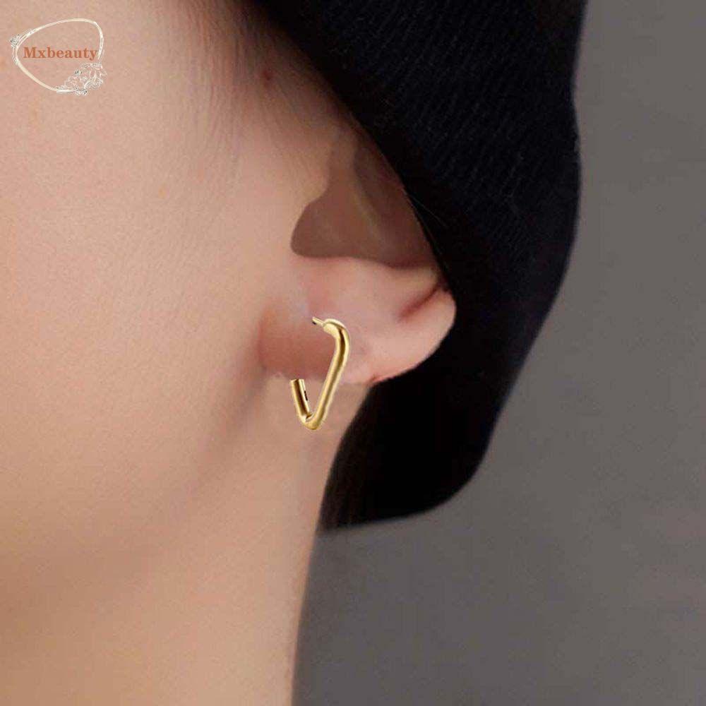 Mxbeauty Wanita Stud Anting Trendi Elegnat Stainless Steel Segitiga Geometris Temperamen Hoop Earrings