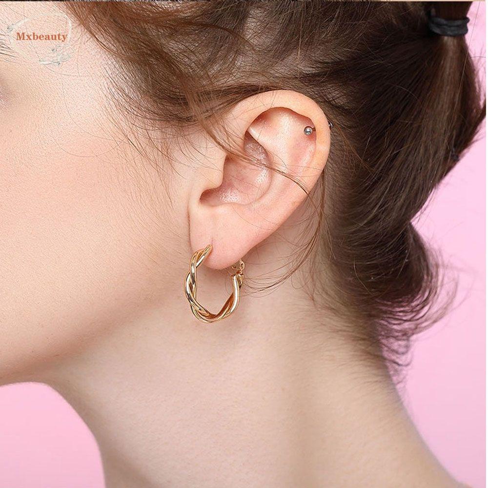 MXBEAUTY Simple Dangle  Earrings Retro Fashion  Accessories Hoop Earrings Party Jewelry Circle Temperamental Interweave Twist Geometric Weaving Jewelry/Multicolor