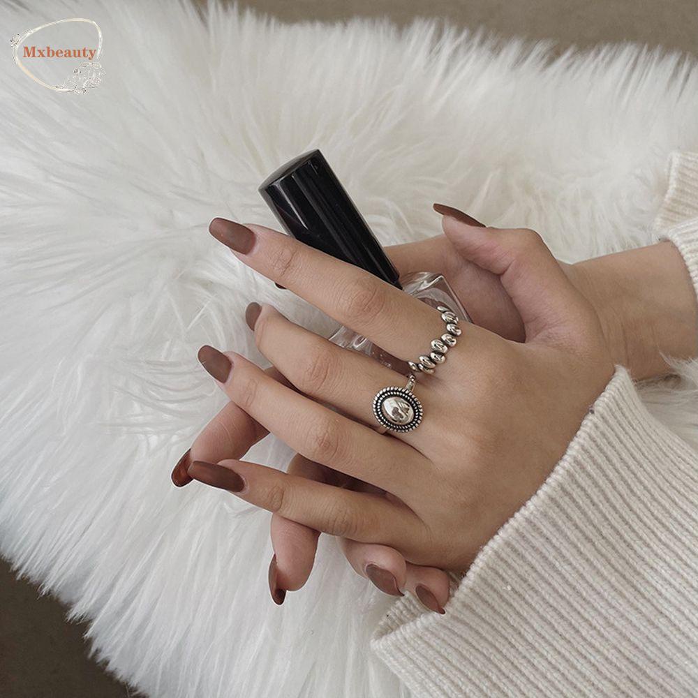 Mxbeauty Cincin Terbuka Perempuan Mewah Vintage Twist Oval Geometris Kepribadian Fashion Perhiasan