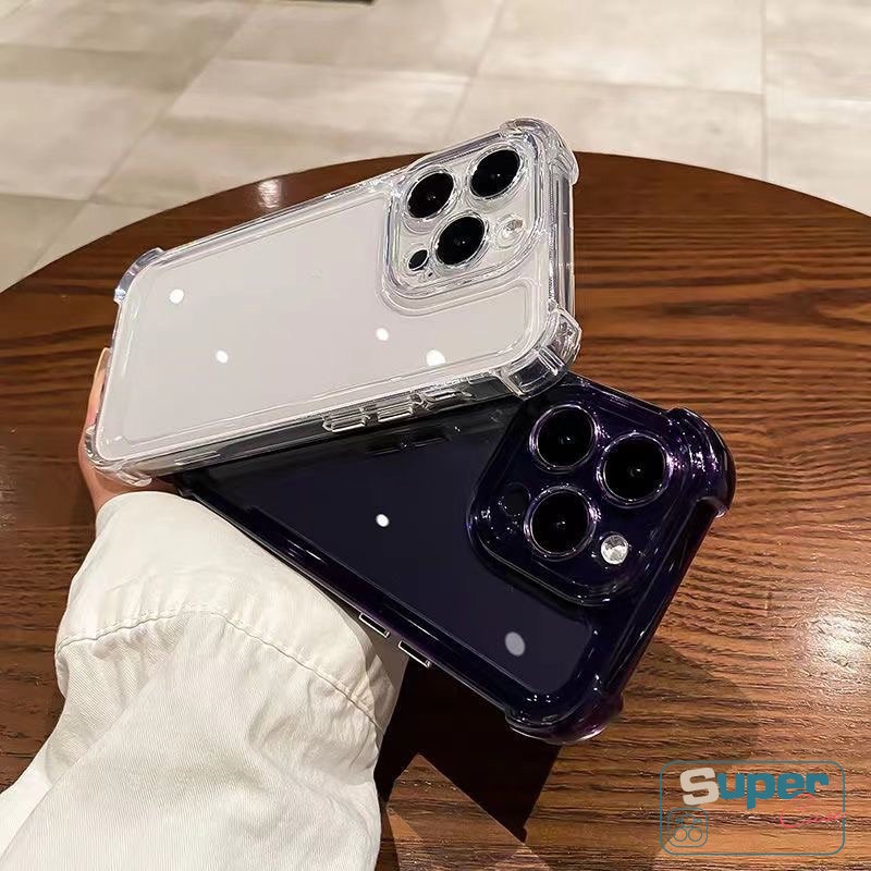 IPHONE Casing Ponsel Dilapisi Plating Tahan Guncangan Kompatibel Untuk Iphone7 8 Plus13 14 12 11 Pro MAX X XR XS MAX Mewah Simple Macaron Warna Permen Transparan TPU Soft Back Cover