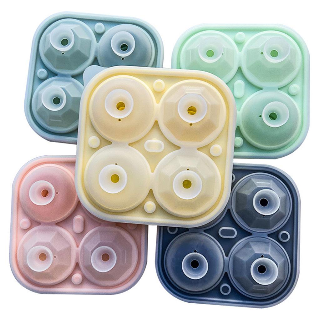 Cetakan Es Batu Bentuk Mawar Silikon Flexible 4kisi Pengganti Isi Ulang Cetakan Es Krim Rumah Tanpa Bau Dengan Tutup