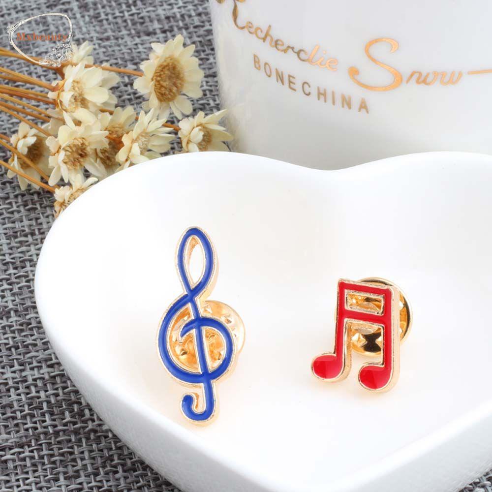 Mxbeauty Nota Musik Bros Hadiah Untuk Wanita Pria Kartun Perhiasan Aksesoris Kerah Bros Travel Commemorative Lapel Pin Enamel Pin
