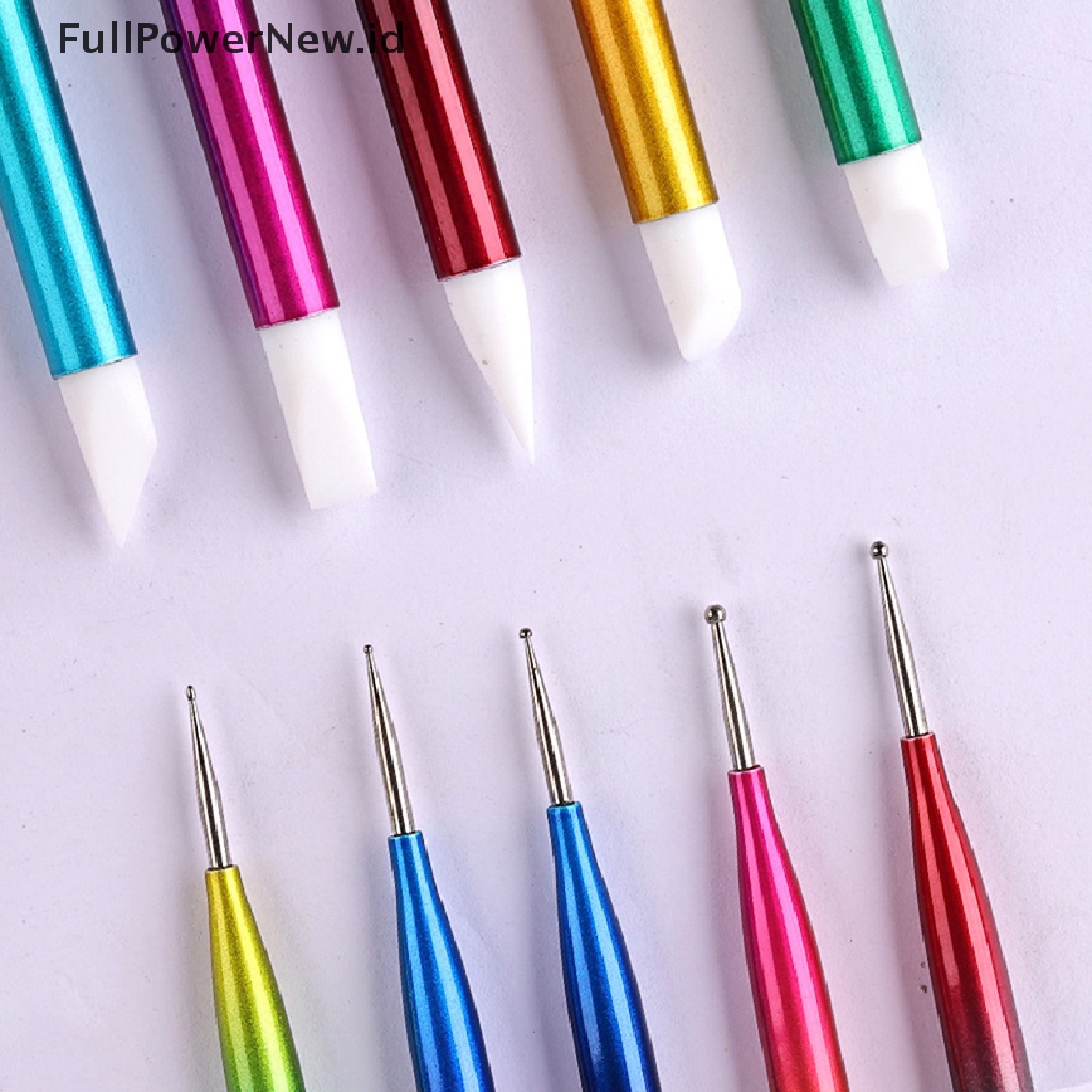 Power 5Pcs Dual Ended Dotg Pen Rhinestone Picker Lilin Pensil Nail Art Alat Manicure ID