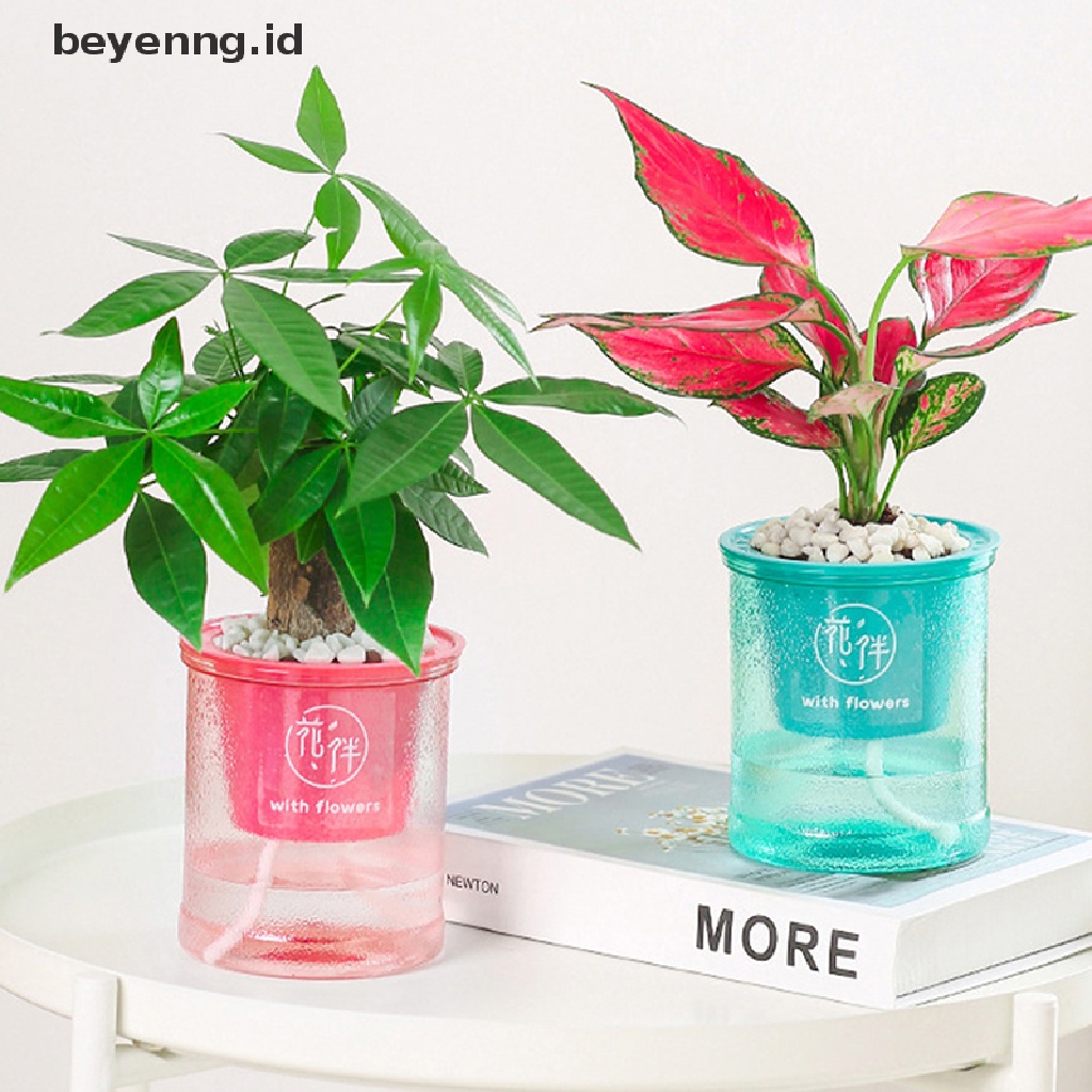 Beyen 1Pcs Pot Bunga Self Watering Air Otomatis Pot Bunga Plastik Transparan ID