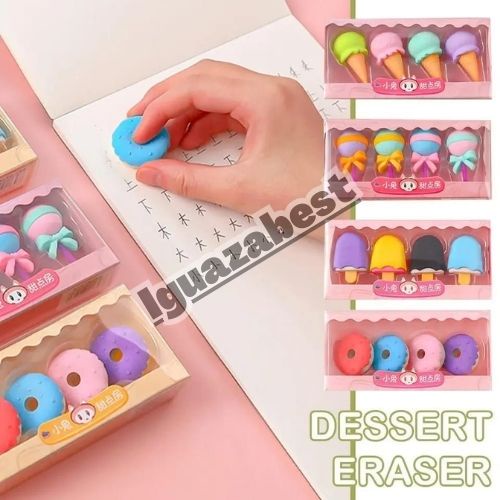 4 in 1 Set Penghapus Pensil Buku Lucu Karakter Unik Alat Sekolah Anak