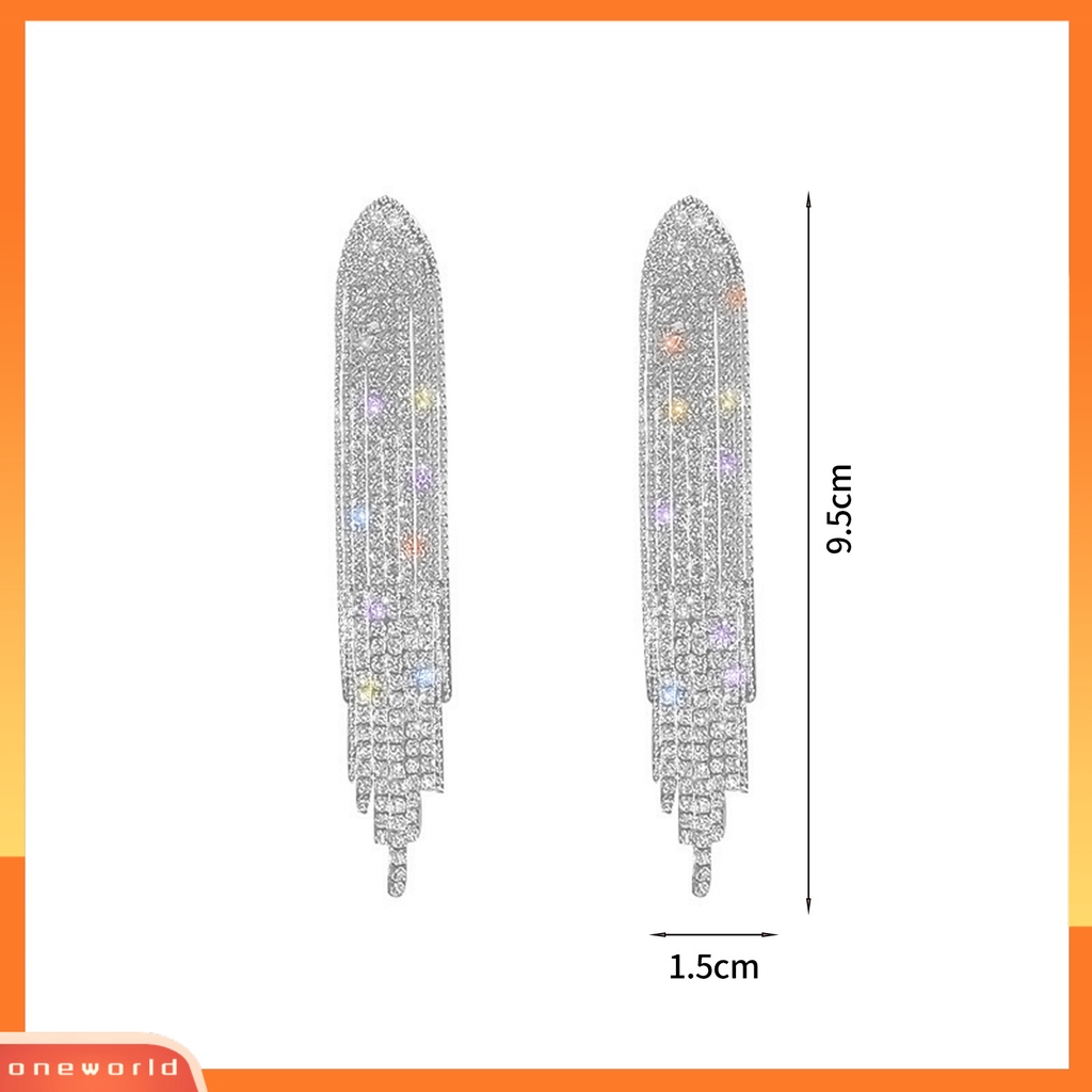 [EONE] 1pasang Menjuntai Anting Bling Berlian Imitasi Elegan Hadiah Bohemian Logam Jumbai Wanita Stud Earrings Fashion Perhiasan