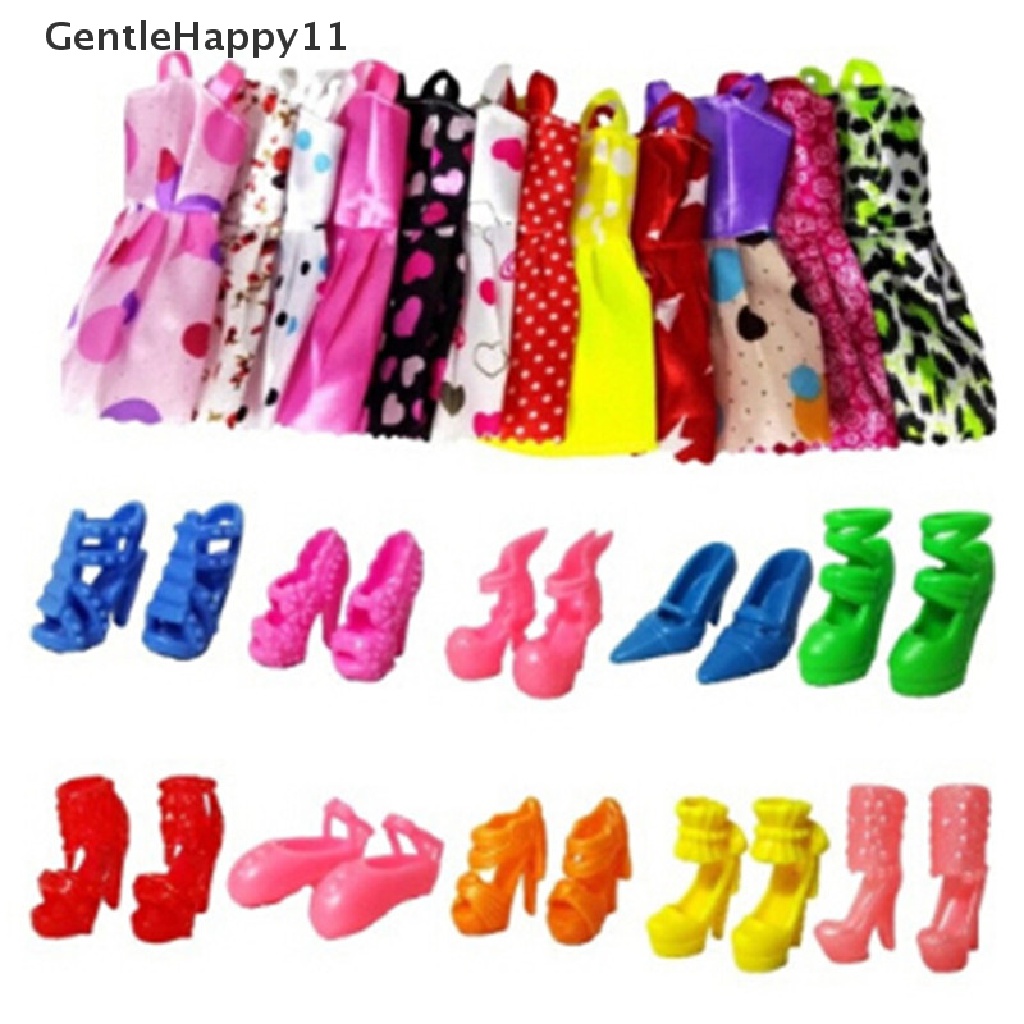 Gentlehappy 10xHandmade Dress Baju Boneka+10xShoes High Heels Untuk Boneka Kid Toy id