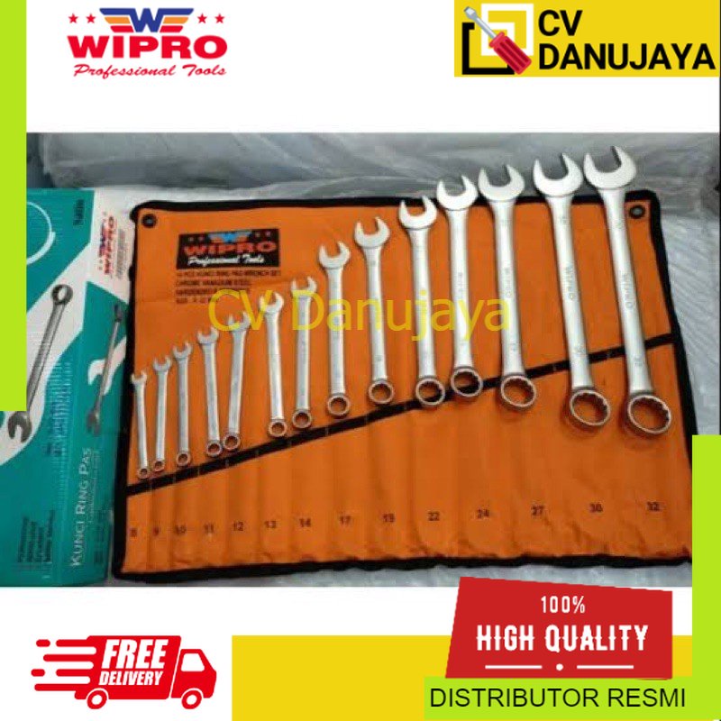 Kunci Ring Pas Ringpas WIPRO Kilap set 8-32mm