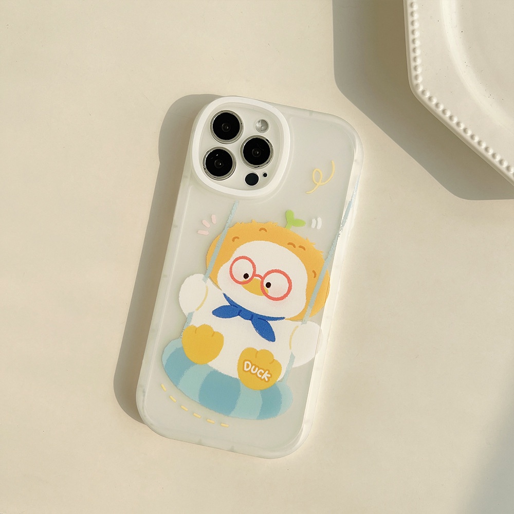 IPHONE Kartun Kacamata Lucu Bebek Bermain Di Ayunan Matte Semi Transparan Full Perlindungan Casing Ponsel Cover Untuk Iphone7 8 PLUS X XR XS 11 12 13 14 MINI PRO MAX SE 2020