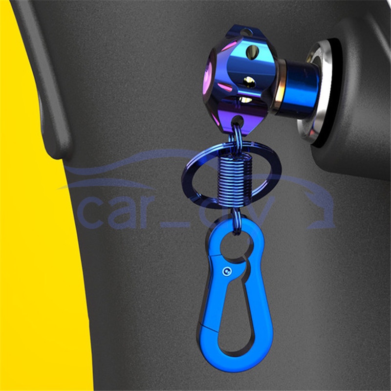 Paduan Titanium Kepala Kunci Sepeda Motor Kemewahan Pemegang Kunci Modifikasi Dengan Gantungan Untuk Aksesoris Kunci Skuter Motor Dimodifikasi Universal Motorcycle Key Head Holder Gift Keychain