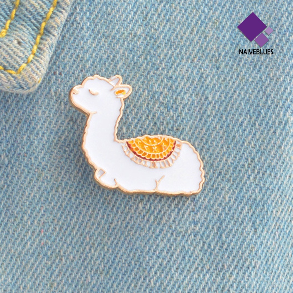 &lt; Naiveblues &gt; Kartun Hewan Alpaka Enamel Kerah Kemeja Pin Bros Perhiasan Untuk