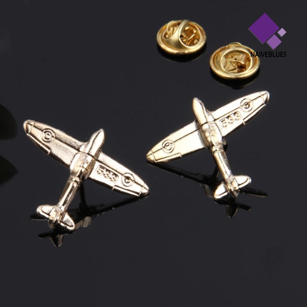 &lt; Naiveblues &gt; Unisex Fashion Bentuk Pesawat Bros Pin Jas Kerah Lencana Aksesori