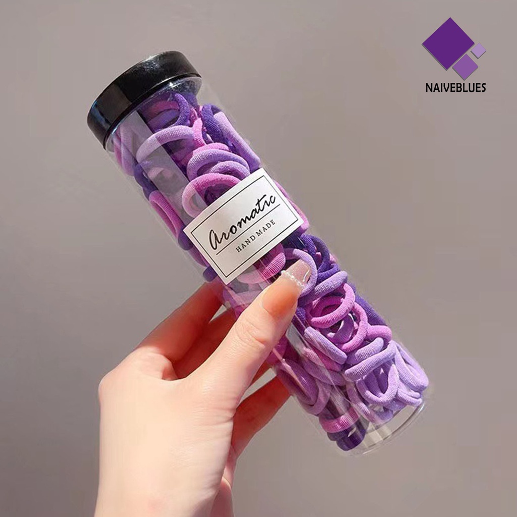 &lt; Naiveblues &gt; 100Pcs Ikat Rambut Anak Perempuan Anti Jatuh Permen Hiasan Kepala Tali Pengikat Elastis Aksesoris Rambut
