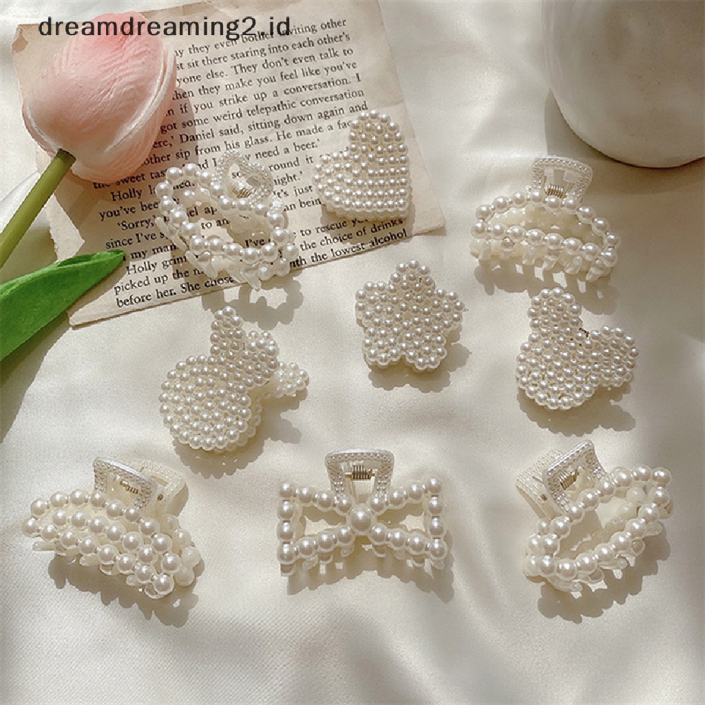 (dream) Mini Mutiara Imitasi Hair Claw Untuk Wanita Perempuan Elegan Manis Jepit Rambut Lucu Kartun Busur Hati Hair Claw Clips Aksesoris Rambut//